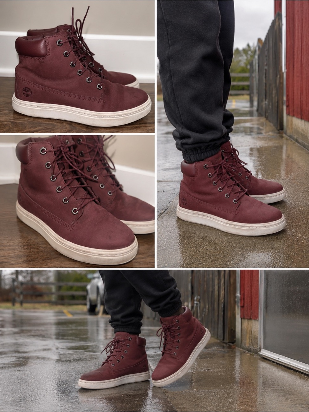 Timberland Maroon Lace-Up Boots